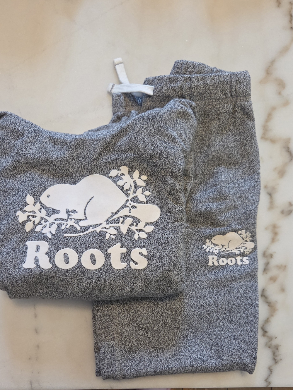 Roots Kids Heather Gray SET with White Logo